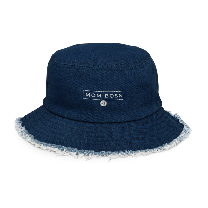 Mom Boss Distressed denim bucket hat